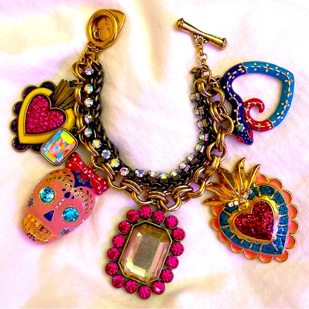 Vintage Betsey Johnson Pink sugar skull charm bracelet